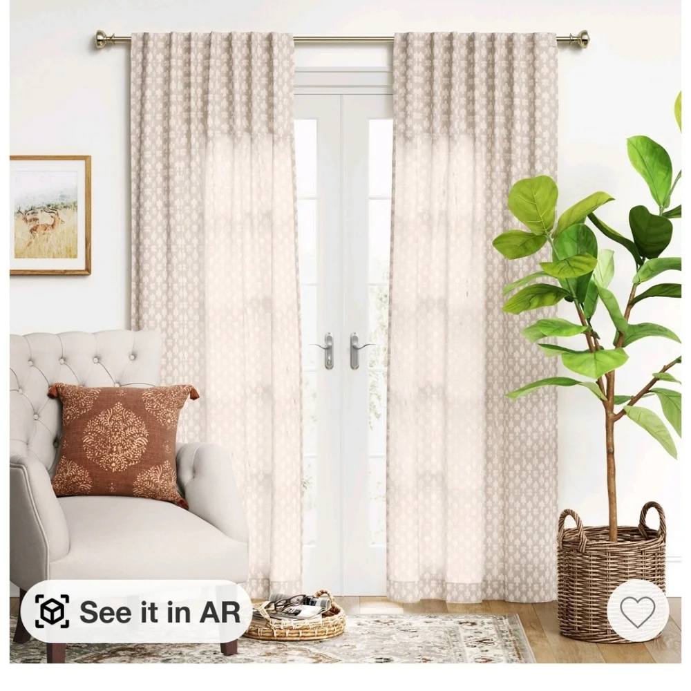 Threshold clipped texture light filtering natural 84 x 50 curtain panel